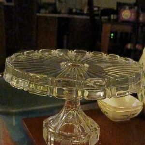 Vintage Fostoria Clear Coin Dot 10" Round Cake Stand